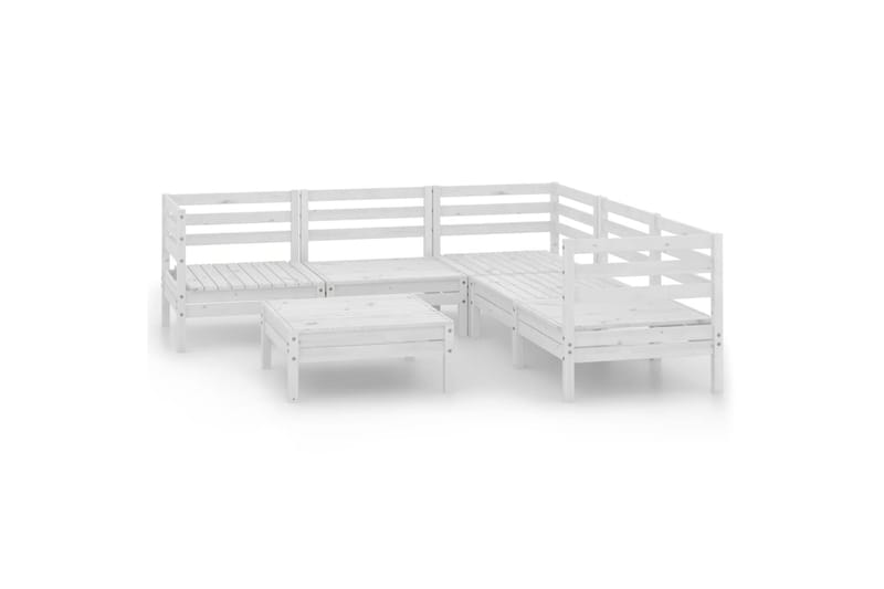 Hagesofagruppe 6 deler hvit heltre furu - Hvit - Hagemøbler - Loungemøbler - Loungesett