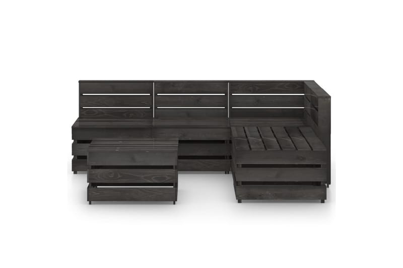 Hagesofagruppe 6 deler impregnert furu grå - Verandamøbler - Sofagruppe utendørs - Loungesett