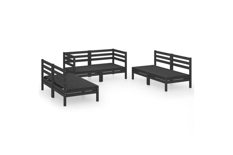 Hagesofagruppe 6 deler svart heltre furu - Svart - Hagemøbler - Loungemøbler - Loungesett