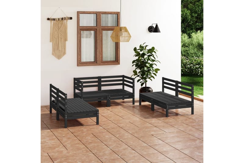 Hagesofagruppe 6 deler svart heltre furu - Svart - Hagemøbler - Loungemøbler - Loungesett