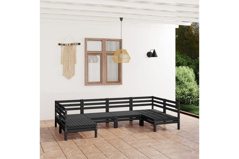 Hagesofagruppe 6 deler svart heltre furu - Svart - Hagemøbler - Loungemøbler - Loungesett