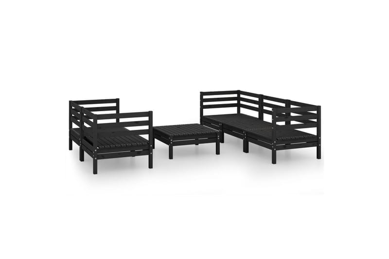 Hagesofagruppe 6 deler svart heltre furu - Svart - Hagemøbler - Loungemøbler - Loungesett