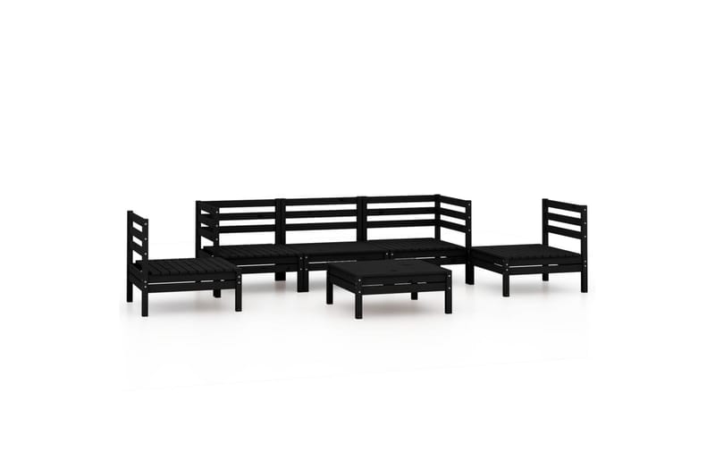 Hagesofagruppe 6 deler svart heltre furu - Svart - Verandamøbler - Sofagruppe utendørs - Loungesett