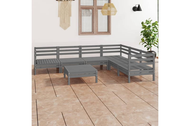 Hagesofagruppe 7 deler grå heltre furu - Grå - Verandamøbler - Sofagruppe utendørs - Loungesett