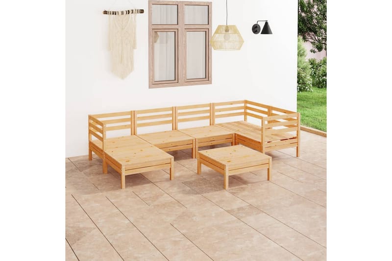 Hagesofagruppe 7 deler heltre furu - Brun - Loungesett - Verandamøbler - Sofagruppe utendørs