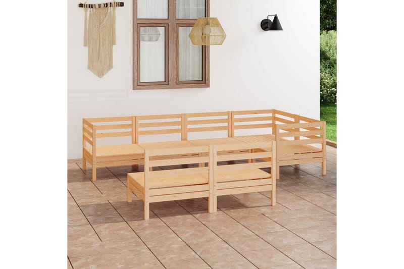 Hagesofagruppe 7 deler heltre furu - Brun - Hagemøbler - Loungemøbler - Loungesett