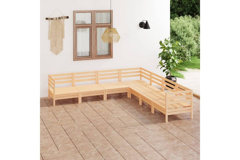 Hagesofagruppe 7 deler heltre furu - Brun - Verandamøbler - Sofagruppe utendørs - Loungesett