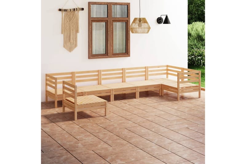 Hagesofagruppe 7 deler heltre furu - Brun - Hagemøbler - Loungemøbler - Loungesett