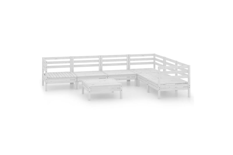 Hagesofagruppe 7 deler heltre furu hvit - Hvit - Verandamøbler - Sofagruppe utendørs - Loungesett