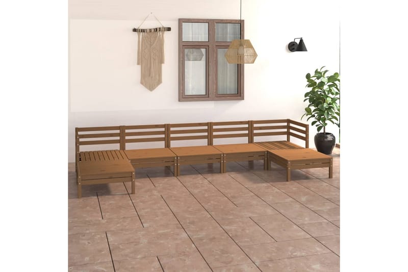 Hagesofagruppe 7 deler honningbrun heltre furu - Brun - Loungesett - Verandamøbler - Sofagruppe utendørs