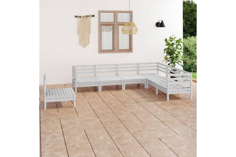 Hagesofagruppe 7 deler hvit heltre furu - Hvit - Hagemøbler - Loungemøbler - Loungesett