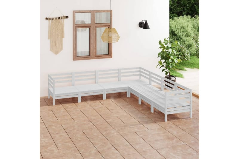 Hagesofagruppe 7 deler hvit heltre furu - Hvit - Hagemøbler - Loungemøbler - Loungesett