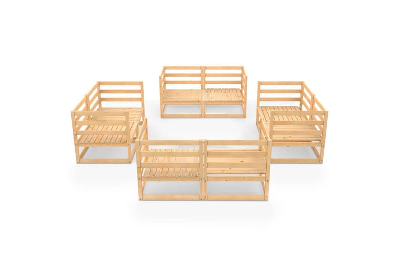 Hagesofagruppe 8 deler heltre furu - Brun - Hagemøbler - Loungemøbler - Loungesett