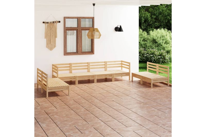Hagesofagruppe 8 deler heltre furu - Brun - Hagemøbler - Loungemøbler - Loungesett