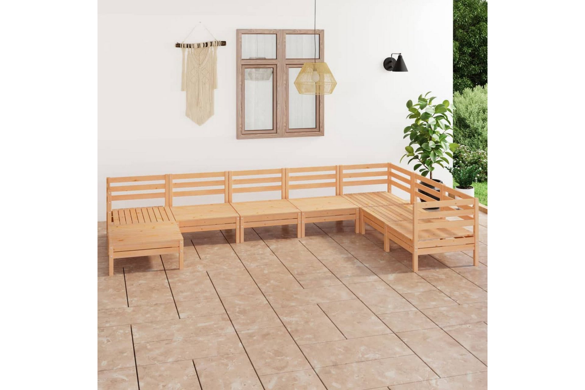Hagesofagruppe 8 deler heltre furu - Brun - Hagemøbler - Loungemøbler - Loungesett