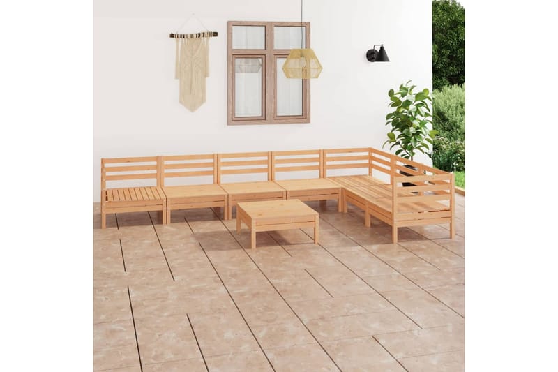Hagesofagruppe 8 deler heltre furu - Brun - Hagemøbler - Loungemøbler - Loungesett