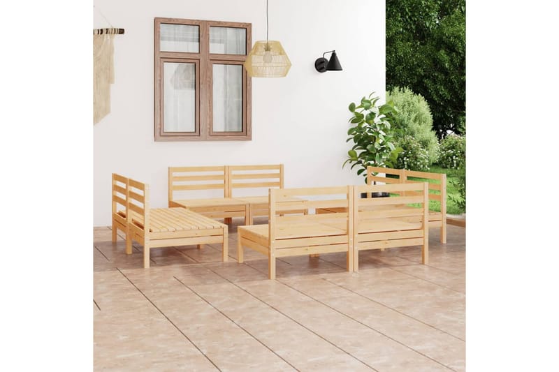 Hagesofagruppe 8 deler heltre furu - Brun - Verandamøbler - Sofagruppe utendørs - Loungesett