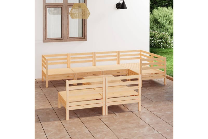 Hagesofagruppe 8 deler heltre furu - Brun - Hagemøbler - Loungemøbler - Loungesett