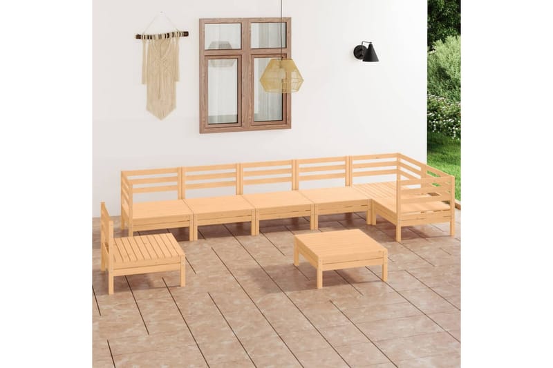 Hagesofagruppe 8 deler heltre furu - Brun - Hagemøbler - Loungemøbler - Loungesett