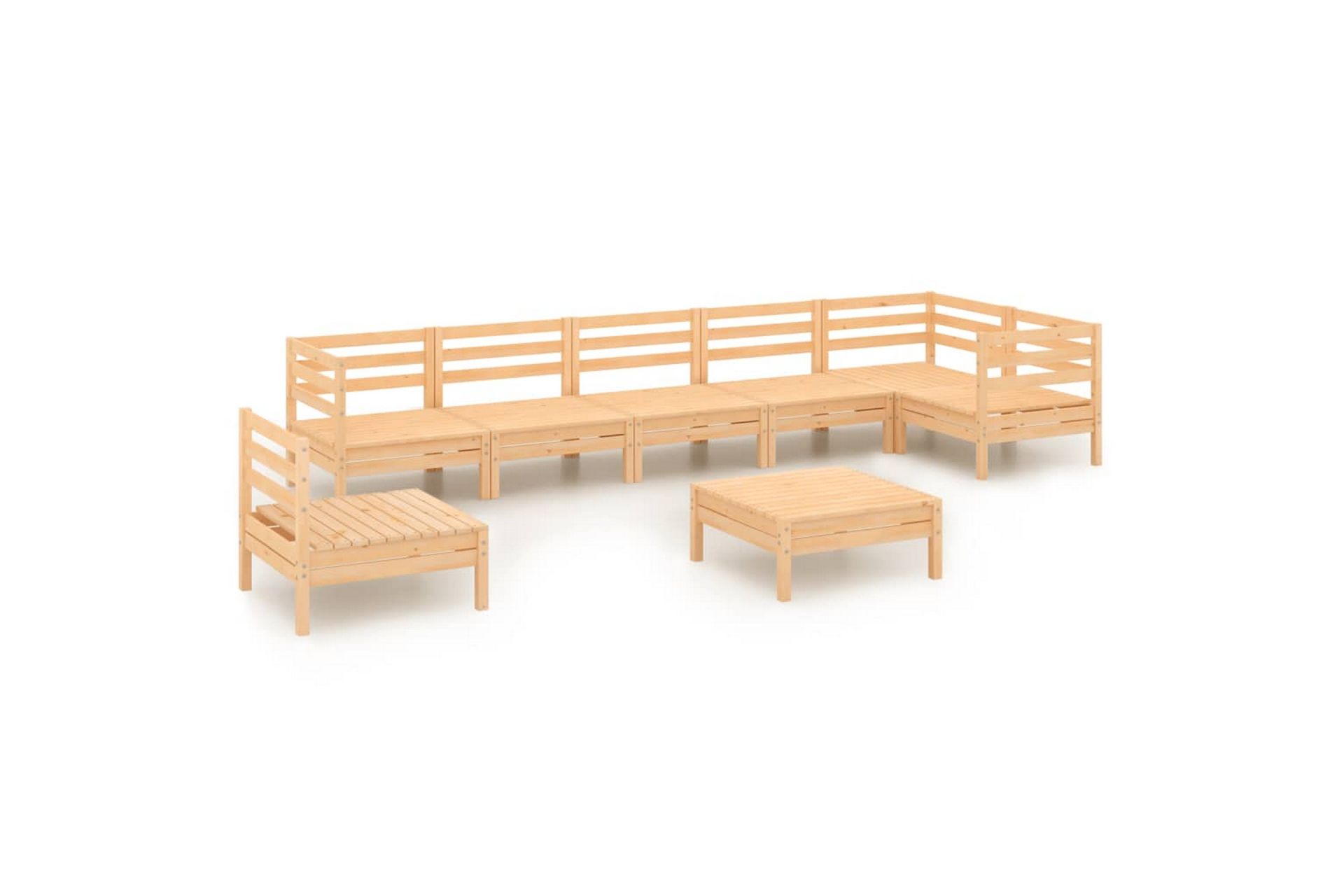 Hagesofagruppe 8 deler heltre furu - Brun - Hagemøbler - Loungemøbler - Loungesett