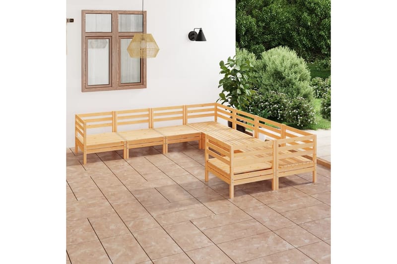 Hagesofagruppe 8 deler heltre furu - Brun - Hagemøbler - Loungemøbler - Loungesett