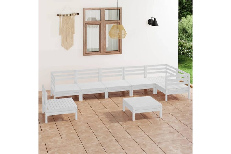 Hagesofagruppe 8 deler heltre furu hvit - Hvit - Hagemøbler - Loungemøbler - Loungesett