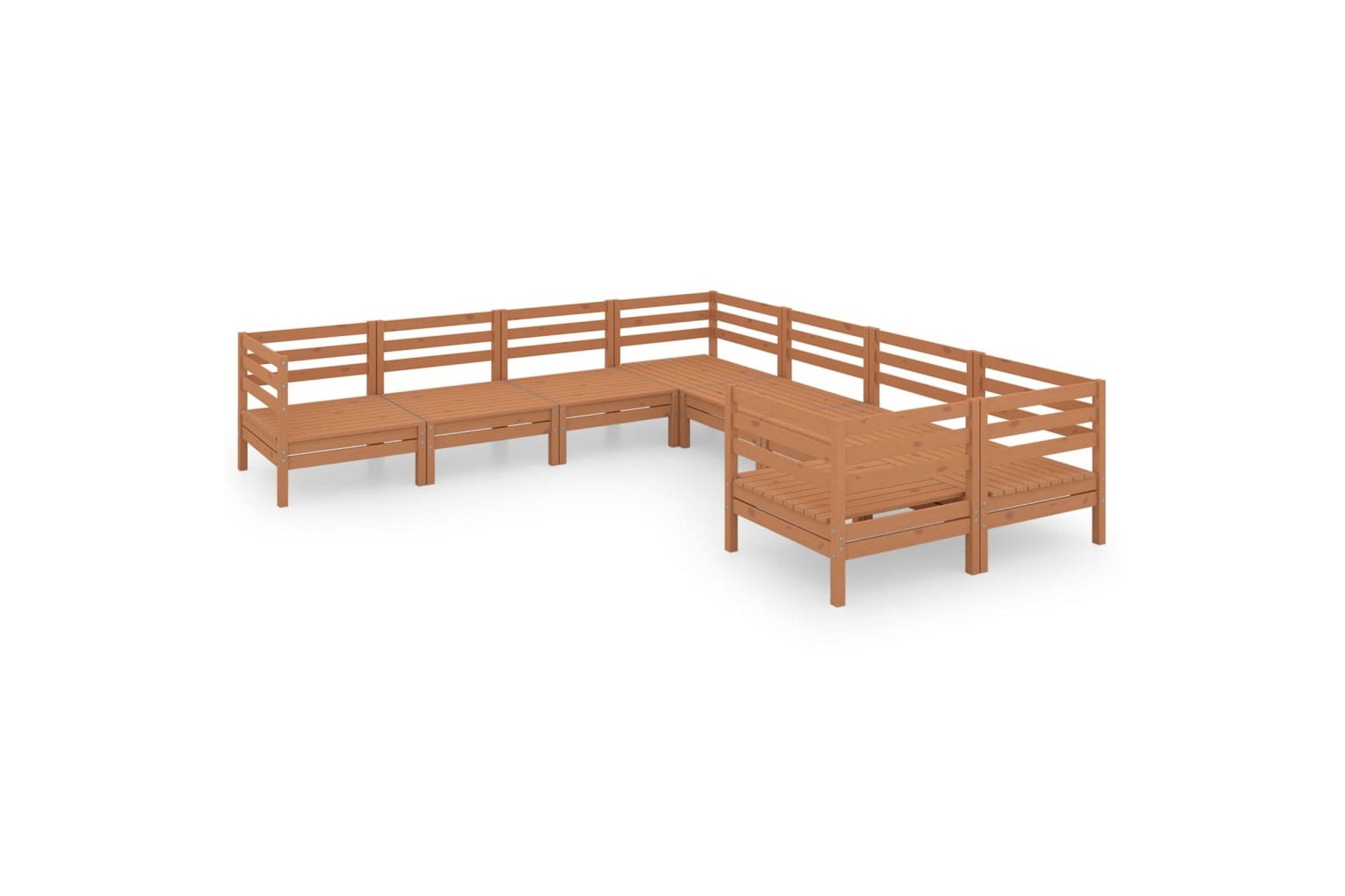 Hagesofagruppe 8 deler honningbrun heltre furu - Brun - Hagemøbler - Loungemøbler - Loungesett