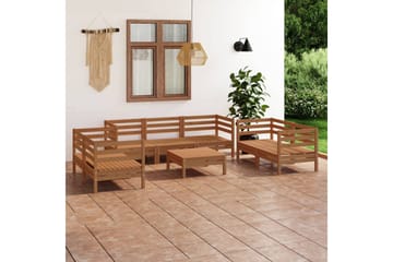 Hagesofagruppe 8 deler honningbrun heltre furu - Brun - Hagemøbler - Loungemøbler - Loungesett