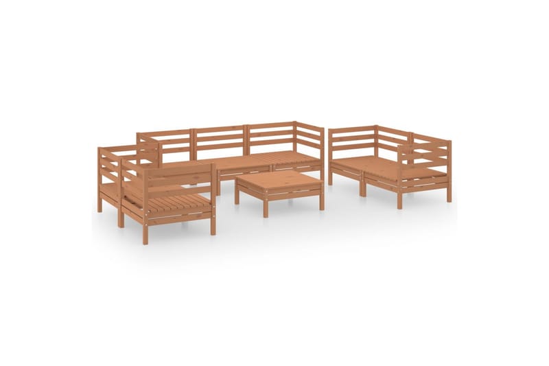 Hagesofagruppe 8 deler honningbrun heltre furu - Brun - Hagemøbler - Loungemøbler - Loungesett