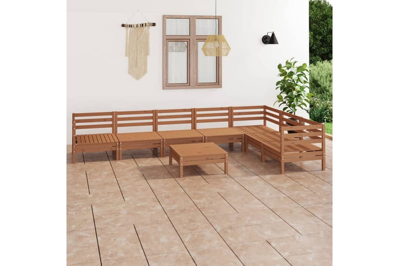 Hagesofagruppe 8 deler honningbrun heltre furu - Brun - Verandamøbler - Sofagruppe utendørs - Loungesett