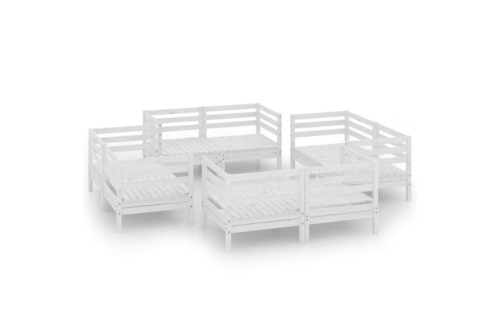 Hagesofagruppe 8 deler hvit heltre furu - Hvit - Hagemøbler - Loungemøbler - Loungesett