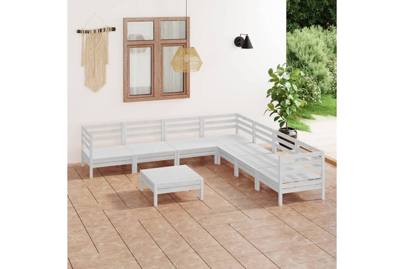 Hagesofagruppe 8 deler hvit heltre furu - Hvit - Hagemøbler - Loungemøbler - Loungesett