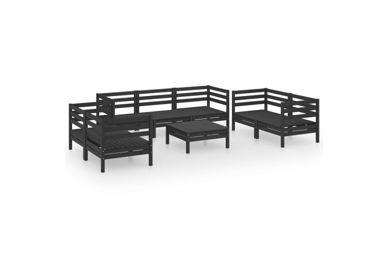 Hagesofagruppe 8 deler svart heltre furu - Svart - Hagemøbler - Loungemøbler - Loungesett