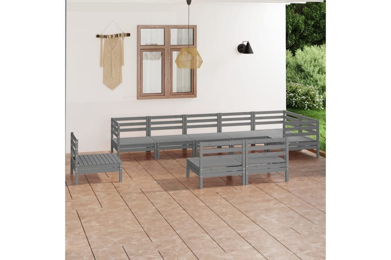 Hagesofagruppe 9 deler grå heltre furu - Grå - Sofagruppe utendørs - Loungesett - Verandamøbler