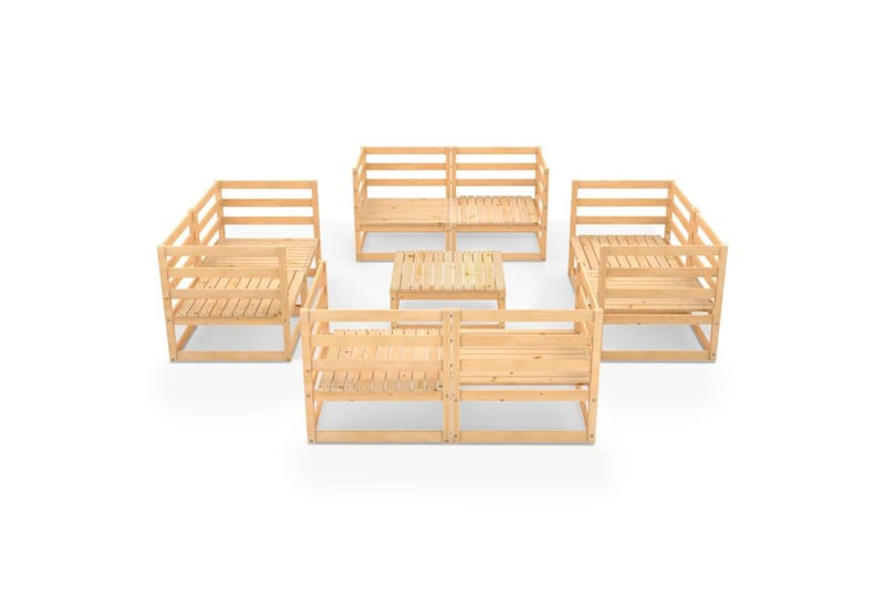 Hagesofagruppe 9 deler heltre furu - Brun - Hagemøbler - Loungemøbler - Loungesett