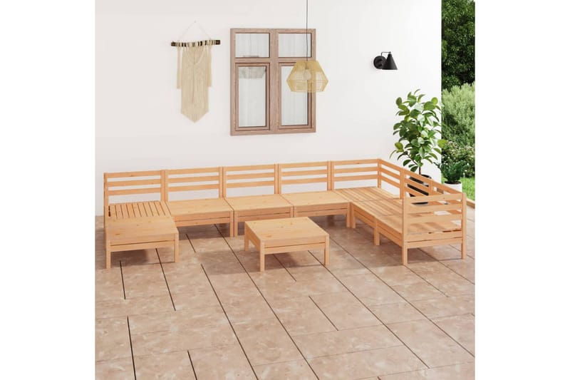 Hagesofagruppe 9 deler heltre furu - Brun - Verandamøbler - Sofagruppe utendørs - Loungesett