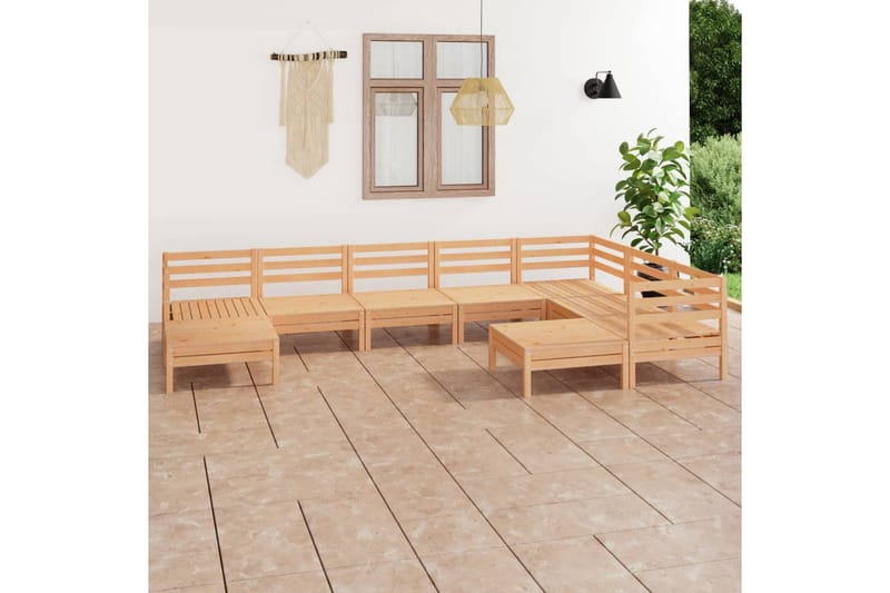 Hagesofagruppe 9 deler heltre furu - Brun - Verandamøbler - Sofagruppe utendørs - Loungesett