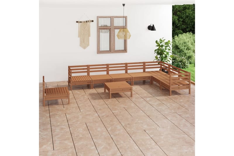 Hagesofagruppe 9 deler honningbrun heltre furu - Brun - Hagemøbler - Loungemøbler - Loungesett