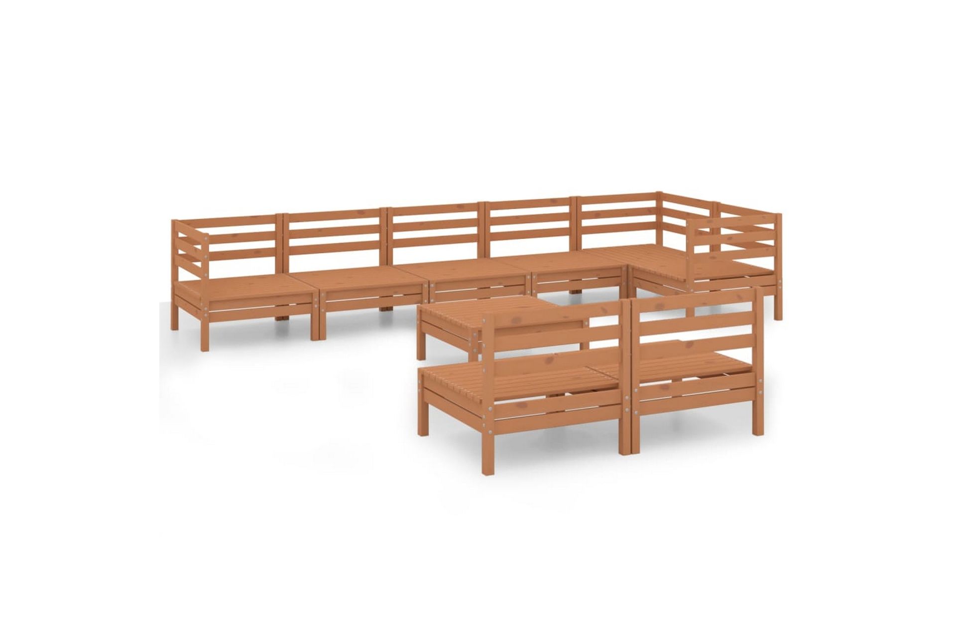 Hagesofagruppe 9 deler honningbrun heltre furu - Brun - Hagemøbler - Loungemøbler - Loungesett