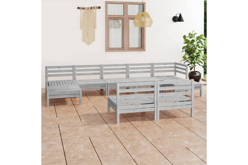 Hagesofagruppe 9 deler hvit heltre furu - Hvit - Hagemøbler - Loungemøbler - Loungesett