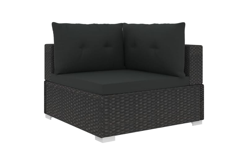 Hagesofagruppe med puter 5 deler polyrotting svart - Verandamøbler - Sofagruppe utendørs - Loungesett