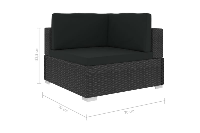 Hagesofagruppe med puter 6 deler polyrotting svart - Verandamøbler - Sofagruppe utendørs - Loungesett