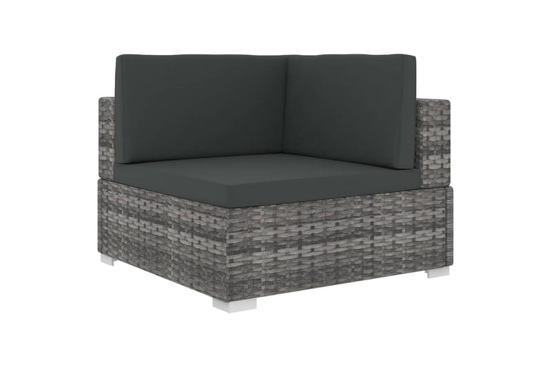 Hagesofagruppe med puter 6 deler polyrotting grå - Verandamøbler - Sofagruppe utendørs - Loungesett