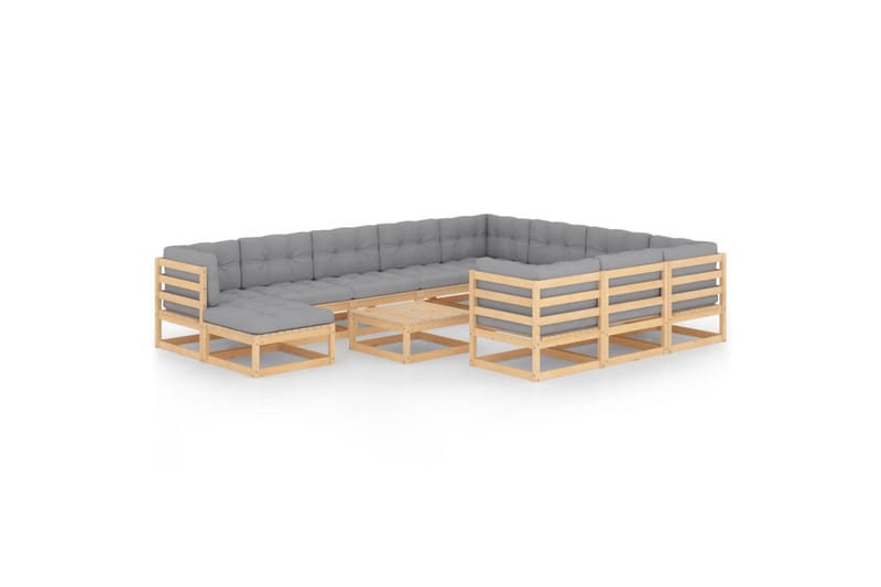 Hagesofagruppe med puter 12 deler heltre furu - Brun - Verandamøbler - Sofagruppe utendørs - Loungesett
