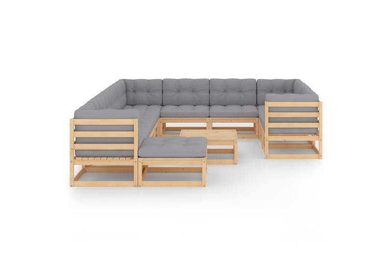 Hagesofagruppe med puter 12 deler heltre furu - Brun - Hagemøbler - Loungemøbler - Loungesett