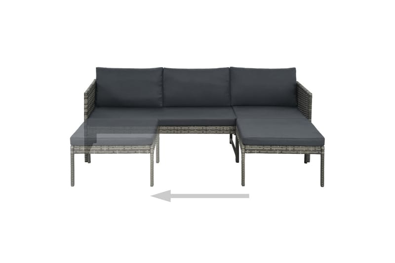 Hagesofasett med puter 3 deler polyrotting grå - Grå - Verandamøbler - Sofagruppe utendørs - Loungesett