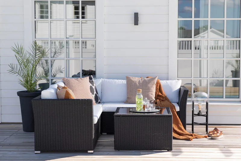 Haiti loungegruppe utendørs med puter - Svart - Hagemøbler - Loungemøbler - Loungesett