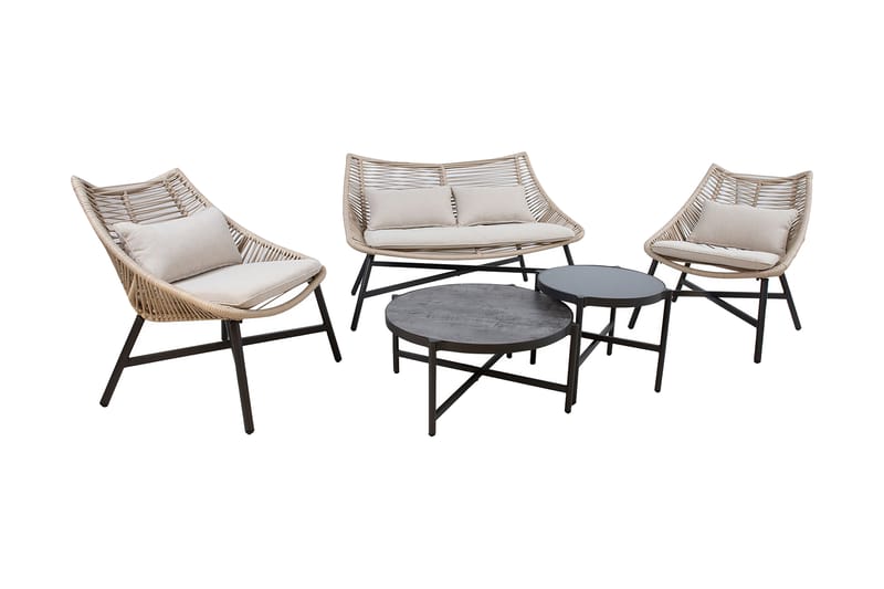 Helsinki Hagesett beige - Verandamøbler - Sofagruppe utendørs - Loungesett