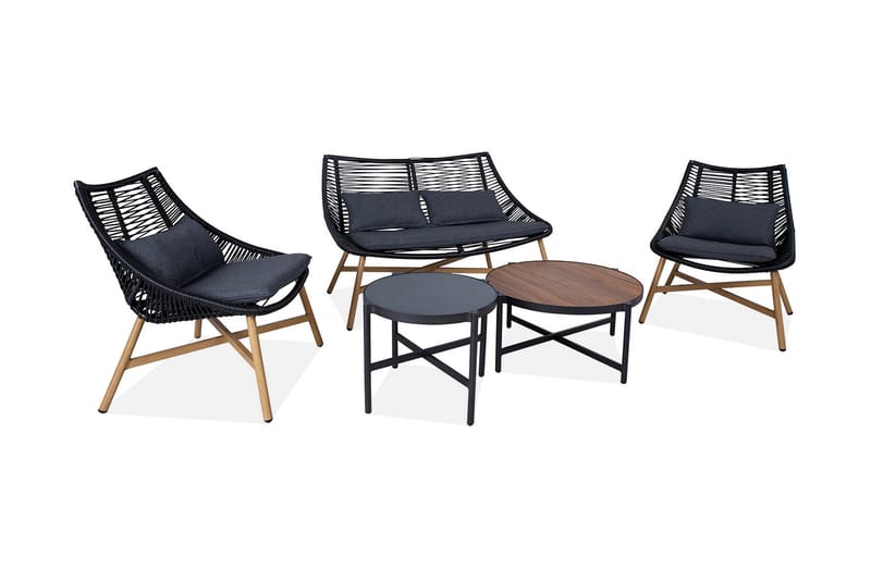 Helsinki Sofagruppe - Svart - Hagemøbler - Loungemøbler - Loungesett