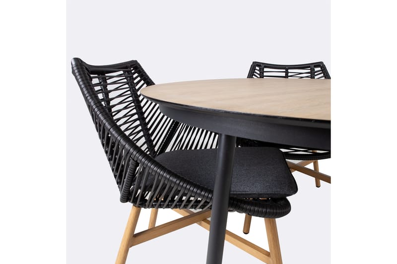 Helsinki Spisegruppe inkl. 4 Stoler - Svart / Beige - Hagemøbler - Loungemøbler - Loungesett